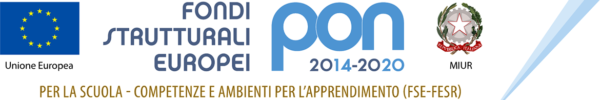 banner PON (Programma Operativo Nazionale). nell'immagine sono presetnti la bandiera europea, il logo PON e il simbolo della Repubblica Italiana. Fondi strutturali 2014-2020